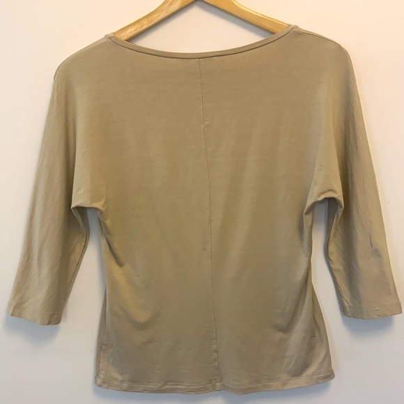 MAXMARA scoop neck 3/4 sleeve jersey knit top fitted scoop neck beige medium - Picture 4 of 10